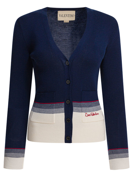 Virgin Wool Cardigan Knitwear Blu