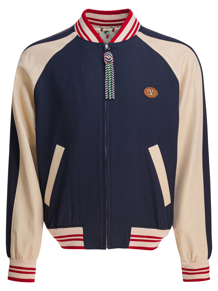 Valentino Virgin Wool Bomber Jacket Jackets and Coats - Blu | bccc1a33745964824f5869d9f31ebd82ab85635a