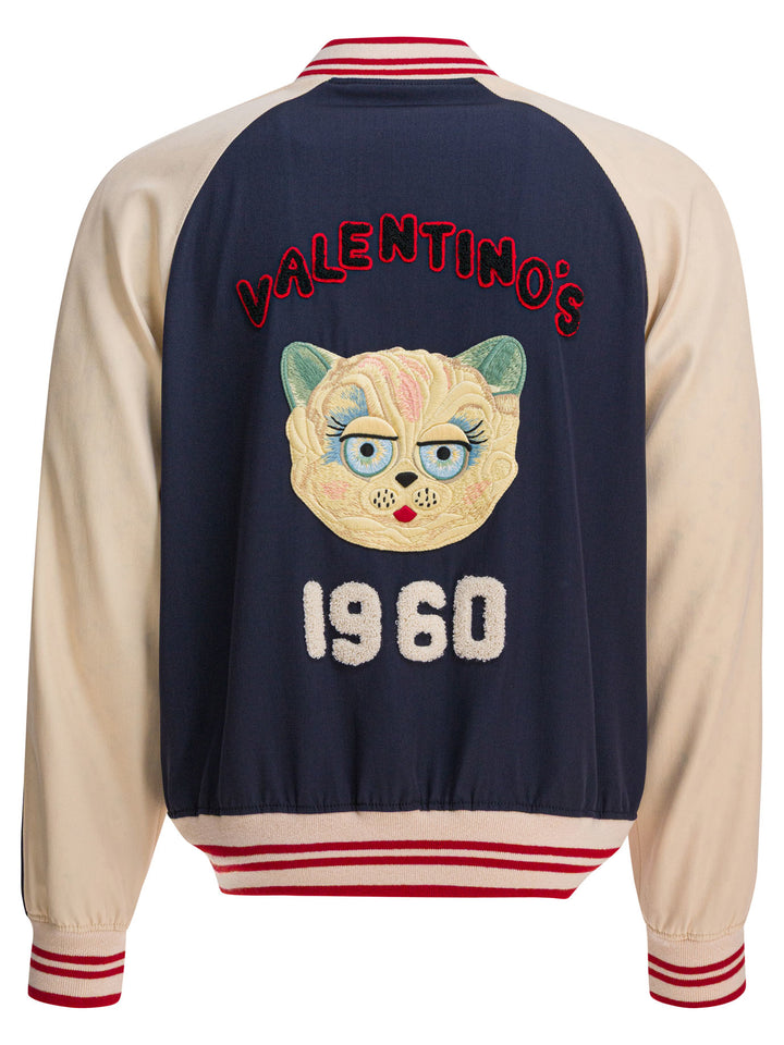 Valentino Virgin Wool Bomber Jacket Jackets and Coats - Blu | 320cc963118e4b6c2da949e82cc87baf36155fba