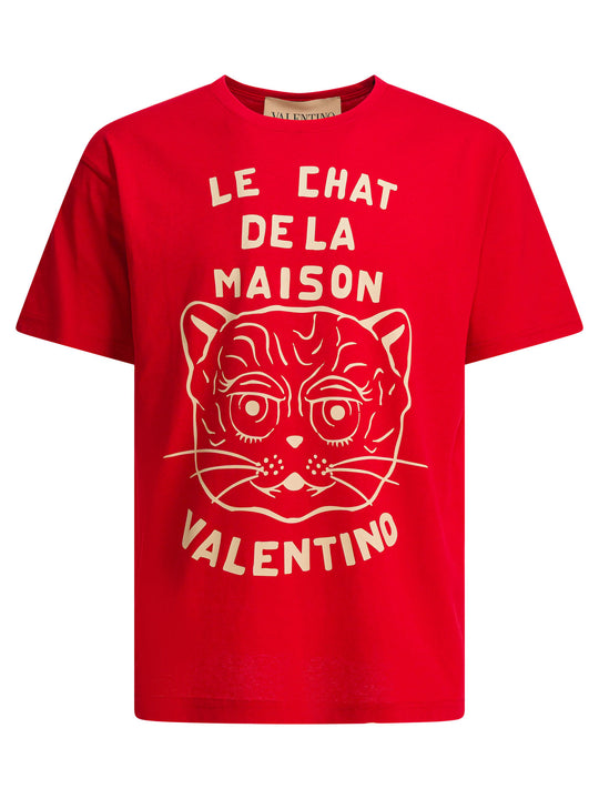 Le Chat De La Maison T-Shirts Rosso