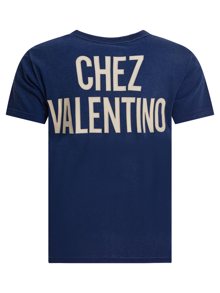 Valentino Cotton Crewneck T-Shirt T-shirts - Blu | 852cc3cb97f8184f23073f658b17915c18a363a2