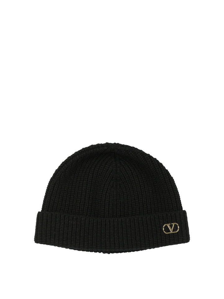 Valentino Garavani Signature Vlogo Cashmere Beanie Cappelli - Nero | bccc18aab3ac43a5197c426549ef173ff7d9af48