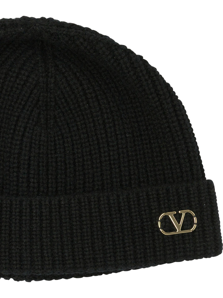 Valentino Garavani Signature Vlogo Cashmere Beanie Cappelli - Nero | a68f94b54b7dfaef146ac23a539193d56863ee10