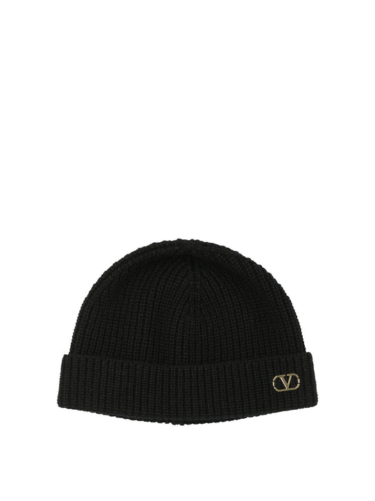 Signature Vlogo Cashmere Beanie Cappelli Nero