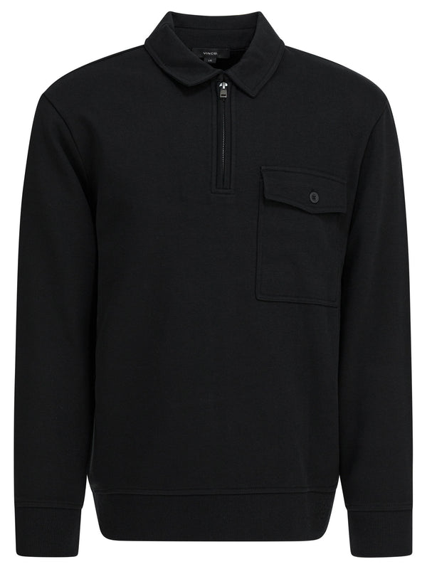 Cotton Blend Zippered Polo Shirt Polo Shirts Nero