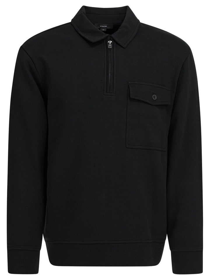 Vince Cotton Blend Zippered Polo Shirt Polo shirts - Nero | ef18b1eedfc6f17451f9a1e99ae6e7dcc1ecd29c