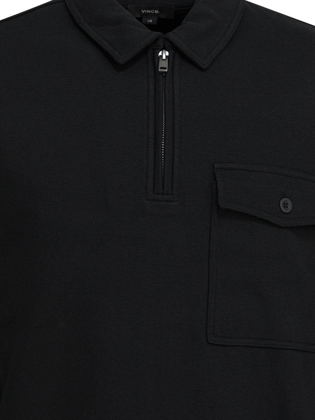 Vince Cotton Blend Zippered Polo Shirt Polo shirts - Nero | 593f1d80a1e13d5714f1986d308997c84f592adb