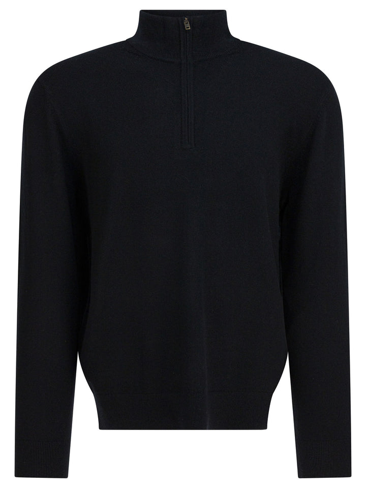 Vince Cashmere Sweater With Half Zipper Knitwear - Nero | cd42959c78a3a9333a97de9fac0f42ea1c2691af