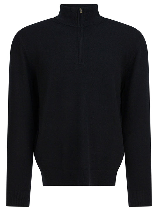 Cashmere Sweater With Half Zipper Knitwear Nero