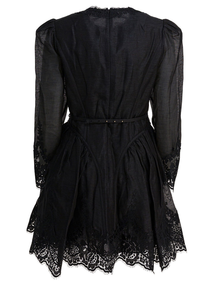 Zimmermann Hypnotic Lace Mini Dress Abiti - Nero | 73103ec63d008fc266c0fa767c6c5c0f242533e9