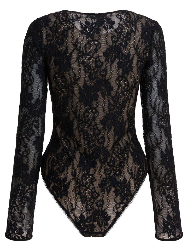 Zimmermann Perforated Lace Bodysuit Top - Nero | cf3d004b0f69672e9cc2999d9e4f52f010559785