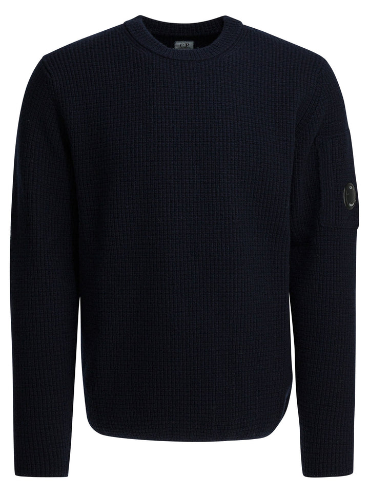 C.P. Company Crew-Neck Sweater With Logo Knitwear - Blu | 55a34962f0defe5885d23e5c0c7cf418f279359e