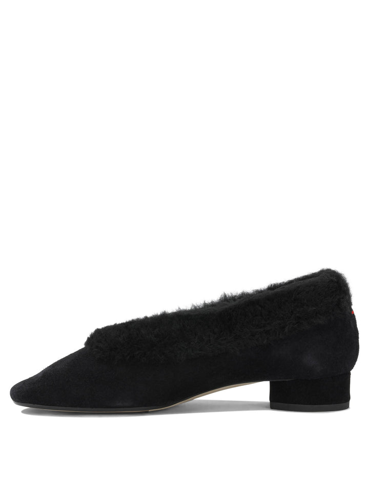 Aeyde Delia Shearling Ballerinas Black