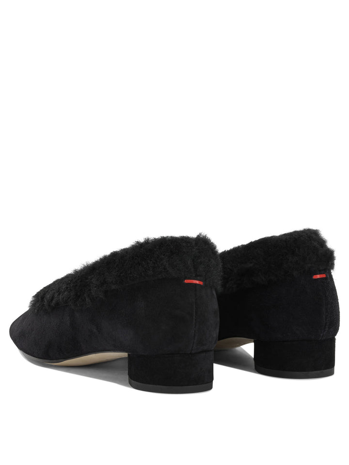 Aeyde Delia Shearling Ballerinas Black