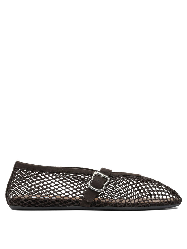 Mary Jane Mesh Ballet Flats Ballerinas Marrone