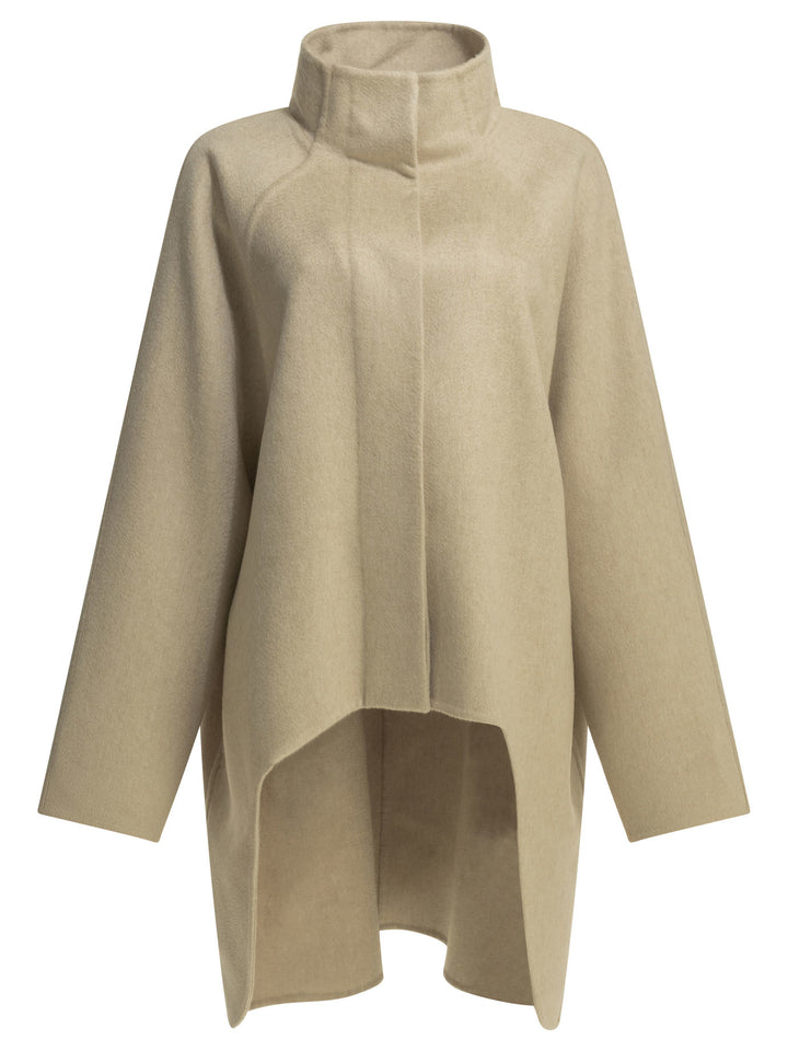 AlaïA Long Asymmetrical Cashmere Coat Jackets and Coats - Beige | 9826261c3a4cdb71adf48374066b0a4e85b5dbc5