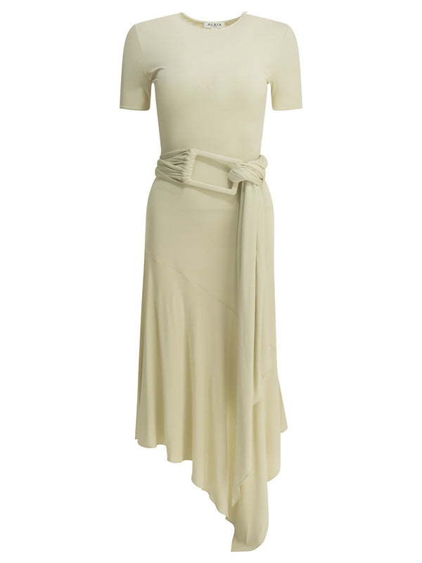 Draped Midi Dress Abiti Bianco