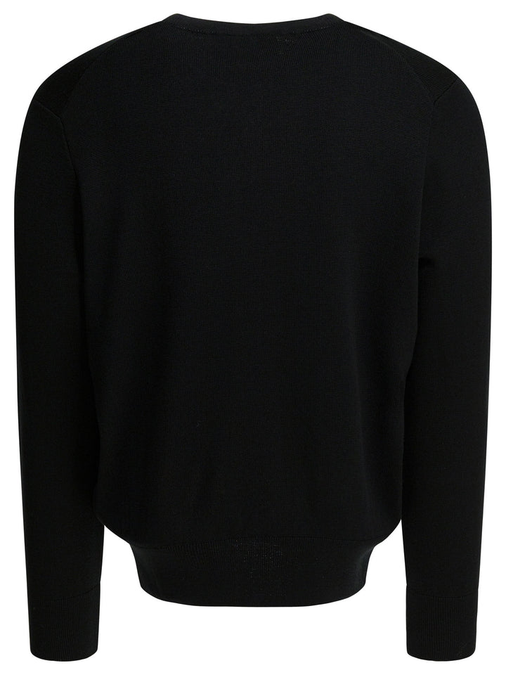 Ami Paris Wool Crewneck Sweater Knitwear - Nero | 82aba308588c5709c4dfbf8dd6b872fac974e371