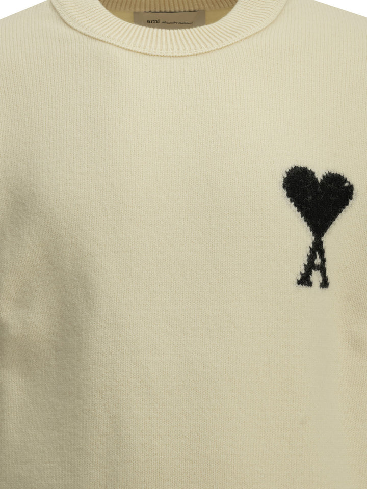 Ami Paris Ami De Coeur Knitwear - Bianco | 53aa1652b849b2fe1096fcf2a02375a937018844