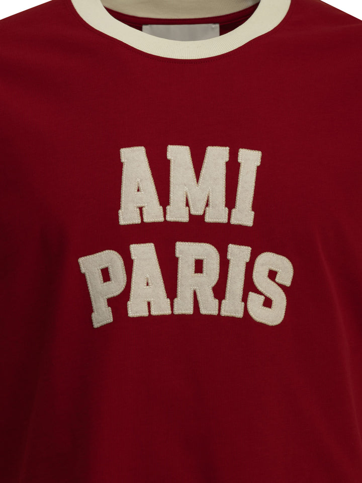 Ami Paris Crewneck T-Shirt With Logo T-shirts - Rosso | ed2ef64db19f21ecfa14c3f5bd2b637f11591cc5