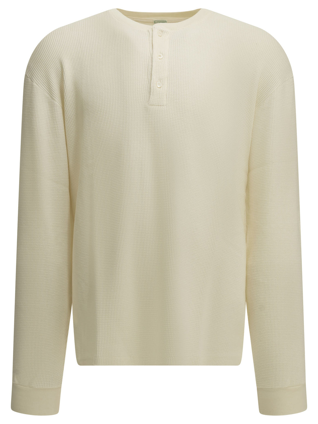A.Presse Henley T-Shirt With A Honeycomb Pattern T-shirts - Bianco | 2962db2dabe5bcfc9fac87f4bb556a3a62fefa98