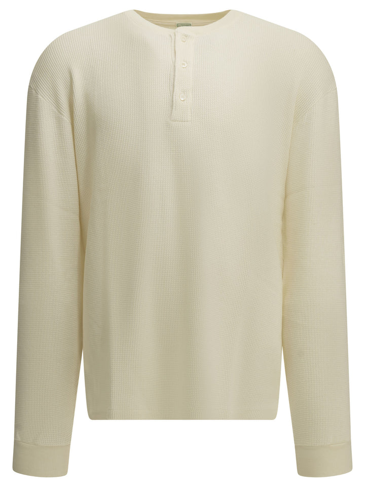 A.Presse Henley T-Shirt With A Honeycomb Pattern T-shirts - Bianco | 2962db2dabe5bcfc9fac87f4bb556a3a62fefa98