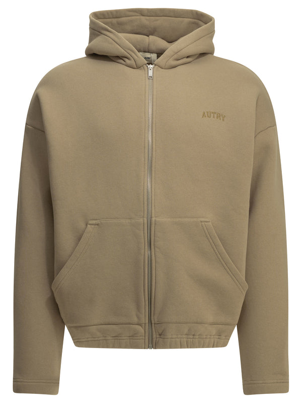 Zip-Up Sweatshirt With Logo Sweatshirts Beige