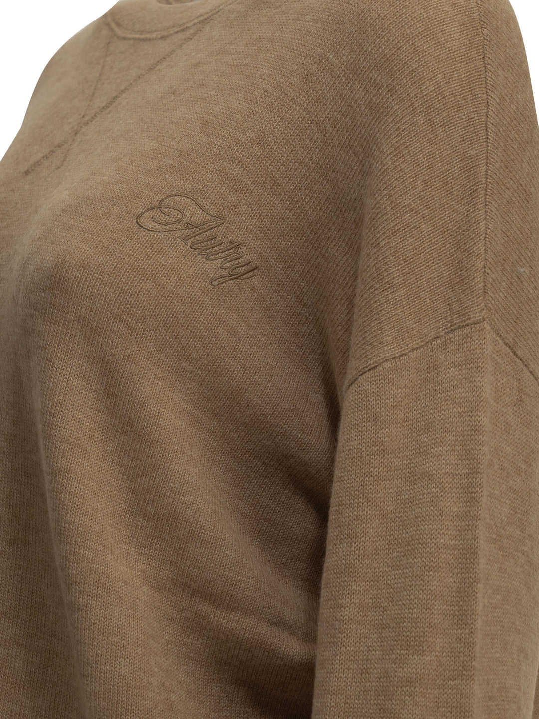 Autry Crew-Neck Sweater With Logo Knitwear Beige