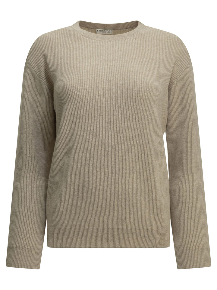 Brunello Cucinelli Cashmere Crew-Neck Sweater Knitwear - Beige | b9ca0bfc86ed9837b07f160eddac0d93600d7565