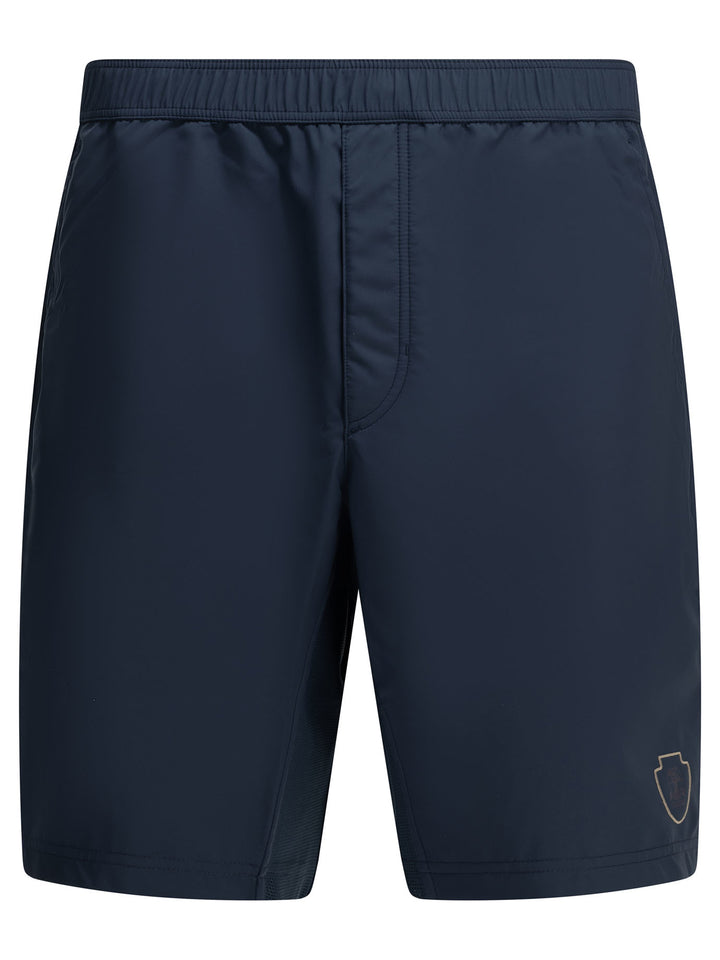 Brunello Cucinelli Logo Shorts - Blu | 38d2b3a005d5e2c8e69c47d7c942e3045c7f2315