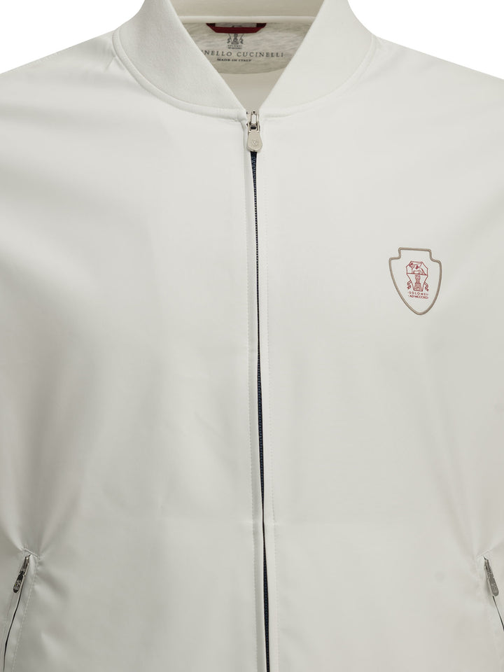 Brunello Cucinelli Zip-Up Sweatshirt With Logo Sweatshirts - Bianco | 55d0f36138376c63579110e3749f55b2901260e4