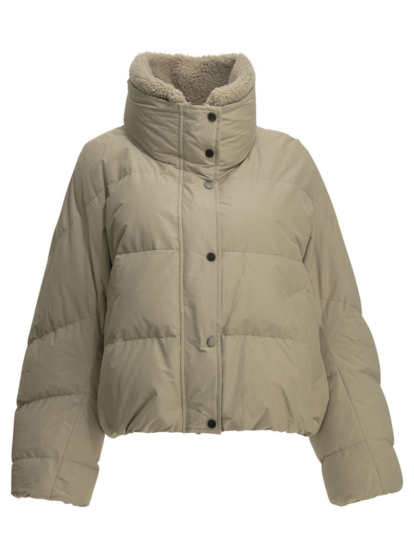 Short Down Jacket In Techno Cotton Taffeta Capispalla Beige