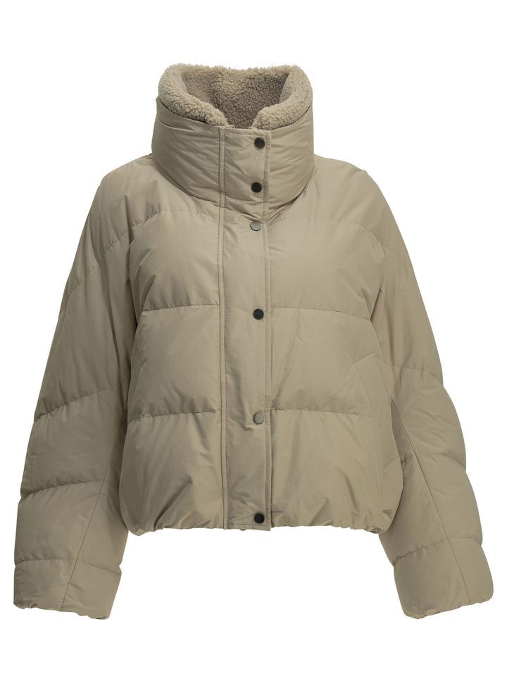 Brunello Cucinelli Short Down Jacket In Techno Cotton Taffeta Jackets and Coats - Beige | 091f4aa38b10d401ce65d37c669703a6b565a1df