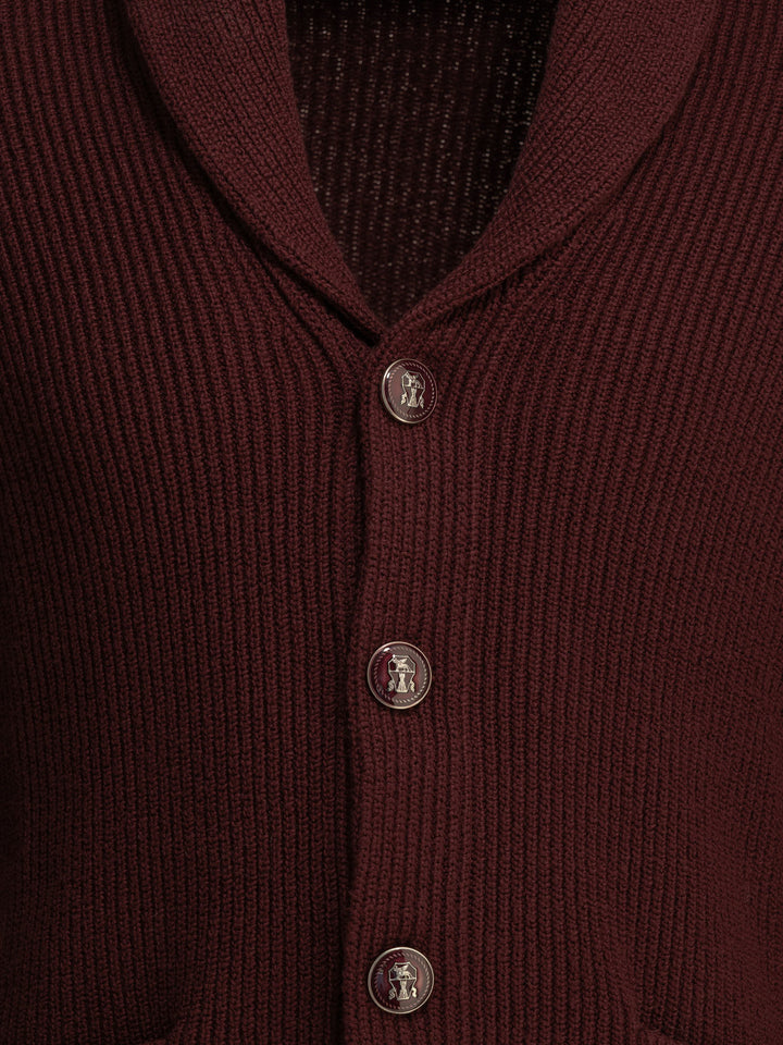 Brunello Cucinelli Cotton Cardigan Knitwear - Bordeaux | b84c14f7a1722fef77d57aa6fc5e5290537802ee