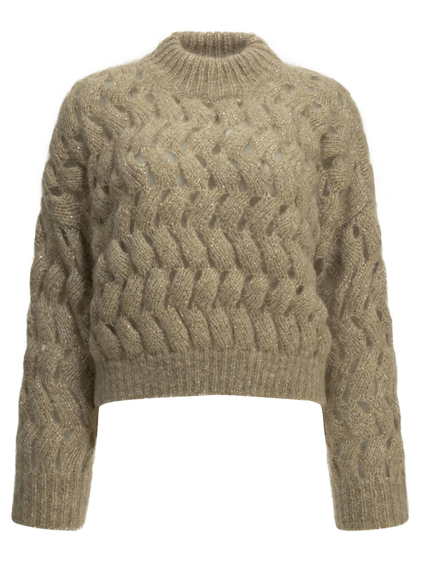 Dazzling Zigzag Cables Knitwear Beige