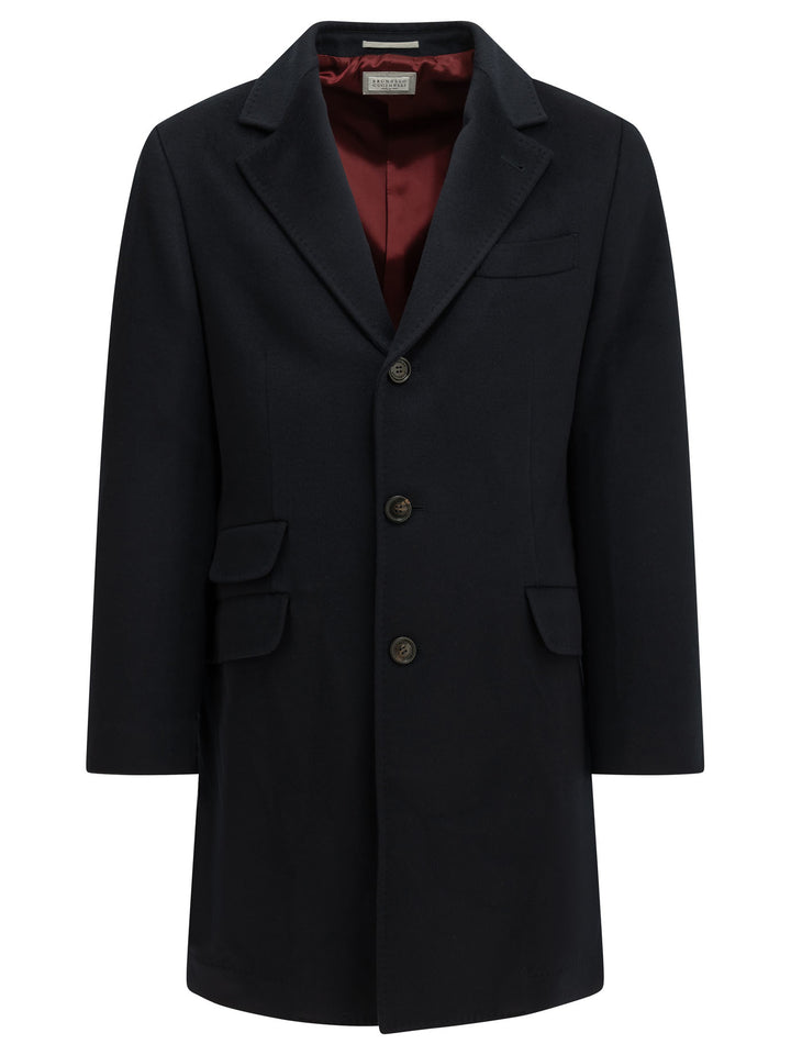Brunello Cucinelli Short Coat Made Of Virgin Wool Fabric Jackets and Coats - Blu | dc80a2c9bf34ad0b3aa6e86c240277adecbb8ee5