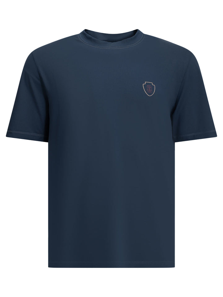 Brunello Cucinelli Crewneck T-Shirt With Logo T-shirts - Blu | 5645857924091276ea5a9ccb8034fe75f8558a7b