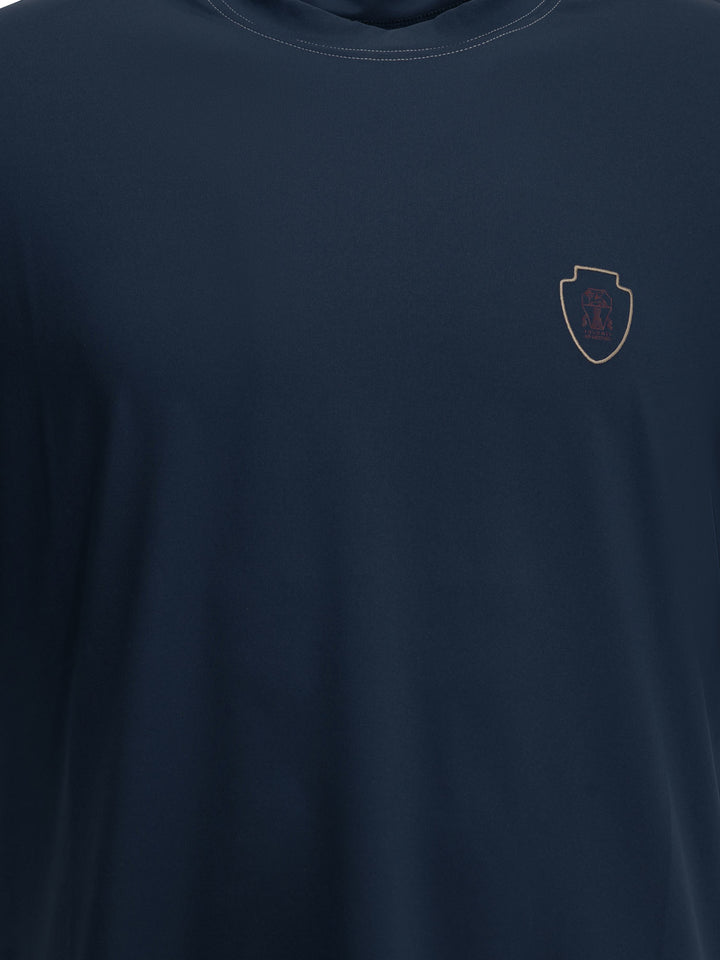 Brunello Cucinelli Crewneck T-Shirt With Logo T-shirts - Blu | 56d253f968821fb83a3e249a82244767671825e3