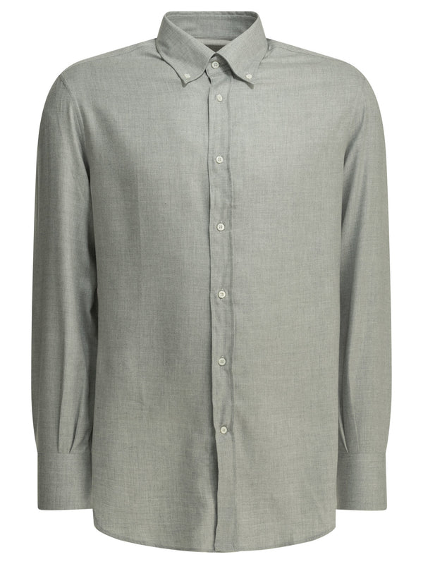 Casual Cotton Flannel Shirt Shirts Grey