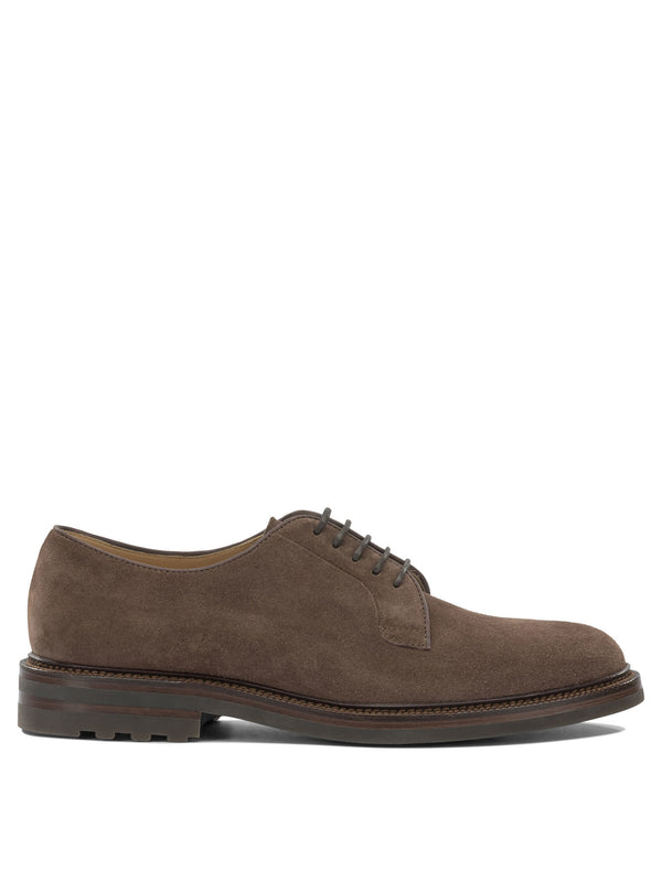 Suede Brogues Lace-Up Shoes Marrone
