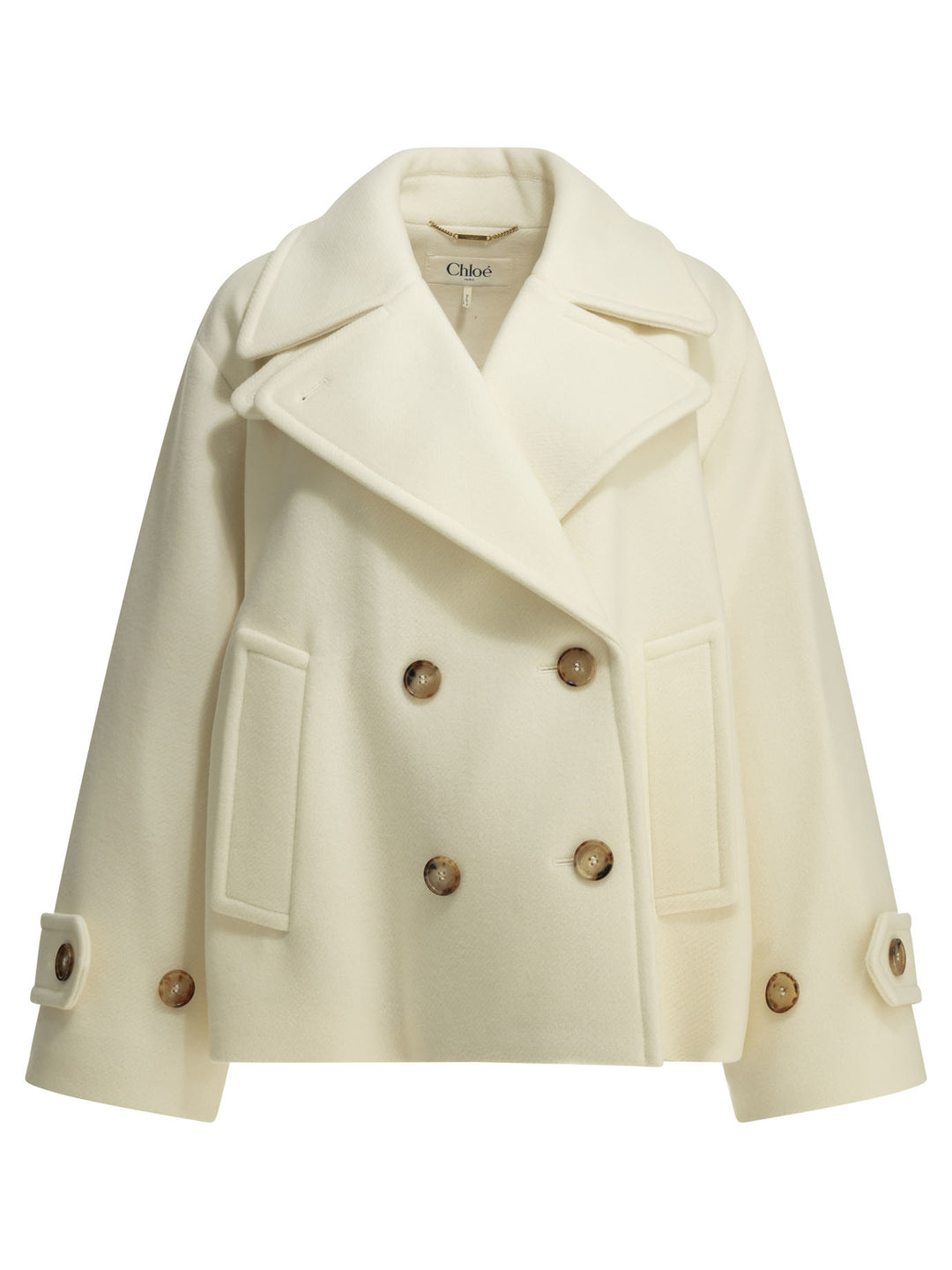 Chloé Short Wool Coat Jackets and Coats - Bianco | 374d1026f6ccc2eaf8a7adc45220235296cb3f0d