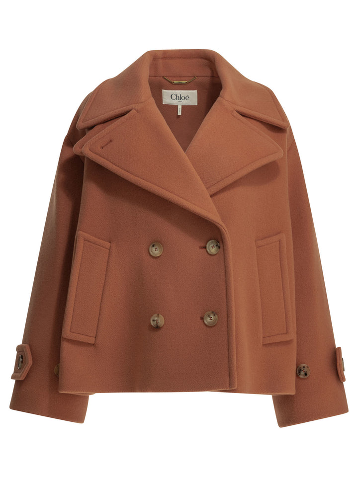 Chloé Short Wool Coat Jackets and Coats - Rosa | c19323f74eaf2f0ed44e1948072eae9f2723fbec