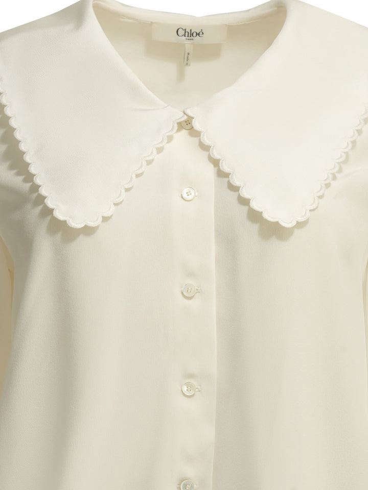 Chloé Casual Silk Shirt Shirts - Bianco | c84bcfe6a6e748cef1d164b7fa5e90a65f90e86c