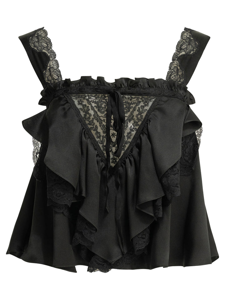Chloé Casual Top With Ruffles Top - Nero | 027d221016281f2bab24821f7f57fda599bbef41