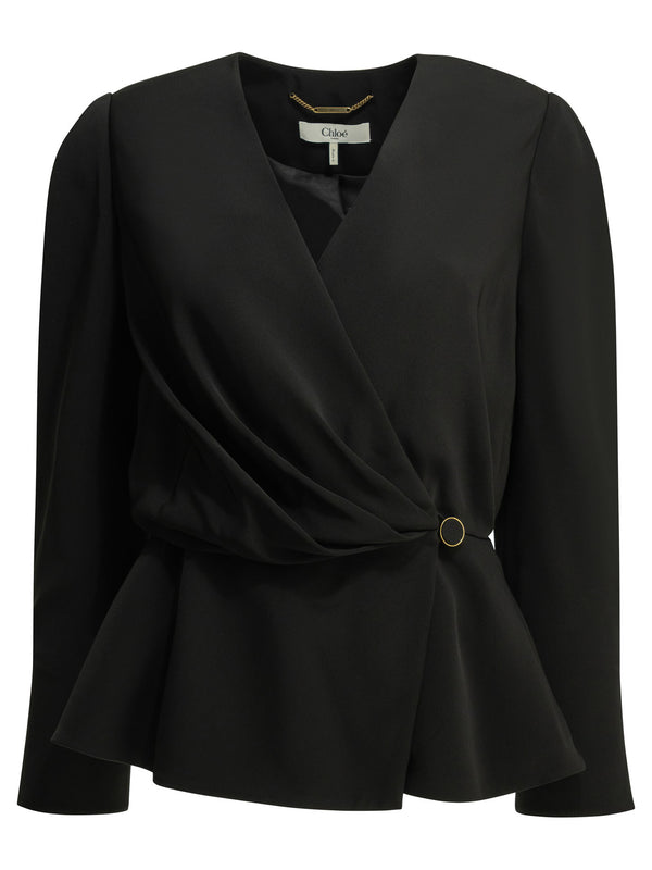 Casual Draped Top Top Nero
