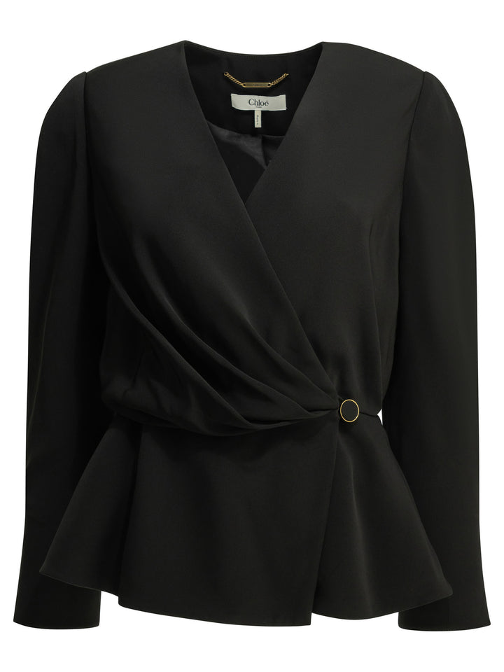 Chloé Casual Draped Top Top - Nero | a029be8ef5735d57b231746bb85ee94ebbcd6101