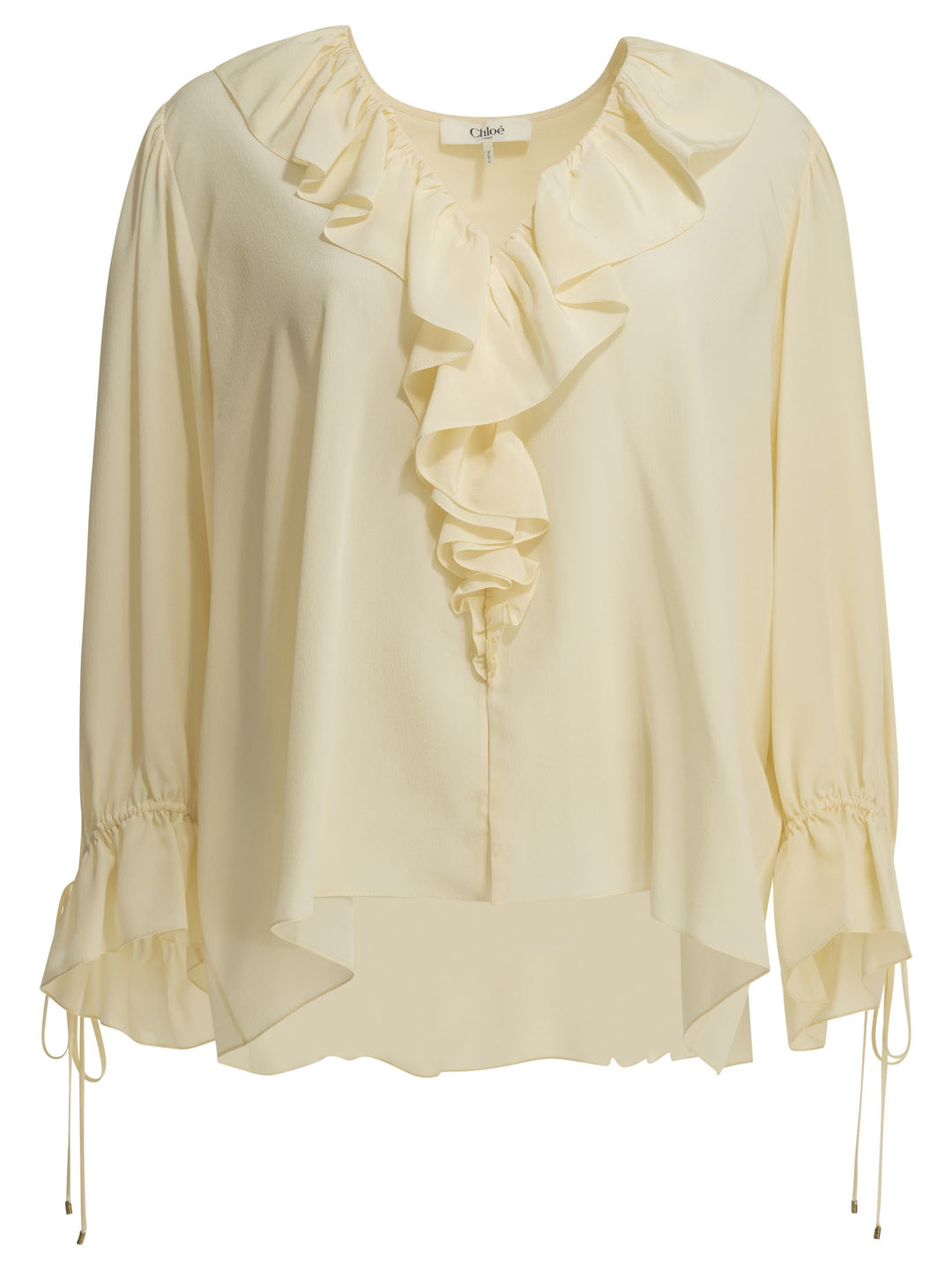Chloé Silk Blouse With Ruffles Shirts - Bianco | 46fa4e6f593fbad958236912de9b1afde25e4fe3