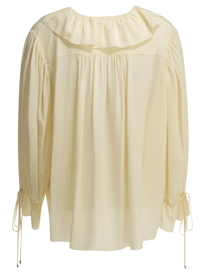 Chloé Silk Blouse With Ruffles Shirts - Bianco | 8624fbc8c94c113da2e807801b905aad1869bfa1