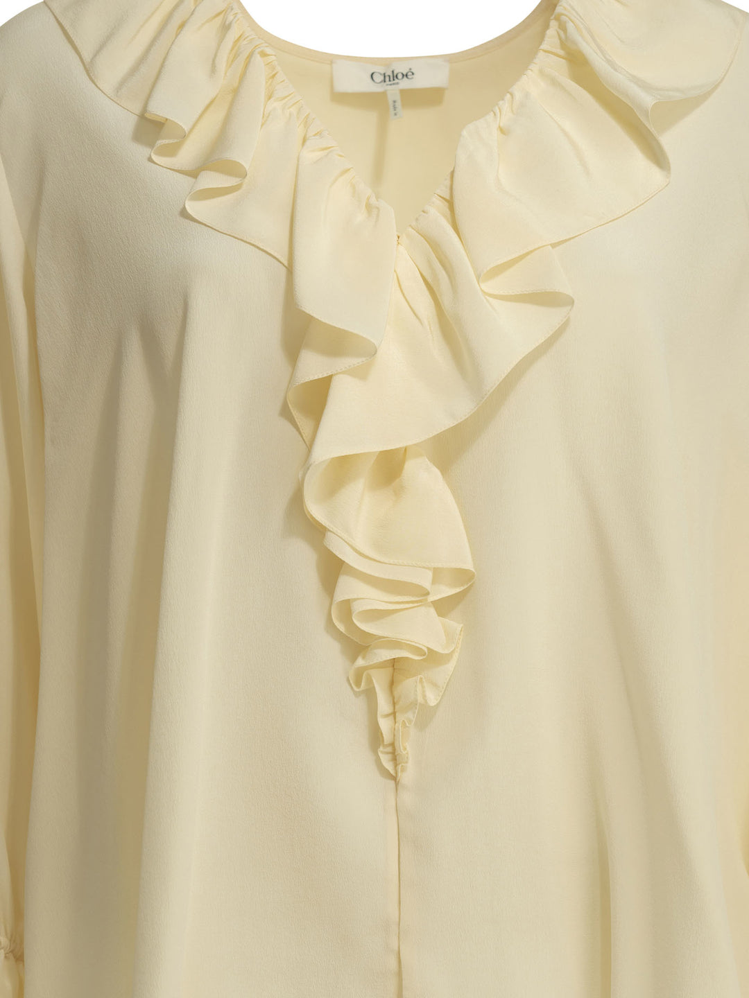 Chloé Silk Blouse With Ruffles Shirts - Bianco | f3149c8a6405e8344abd95fef11563dc4420b1e6