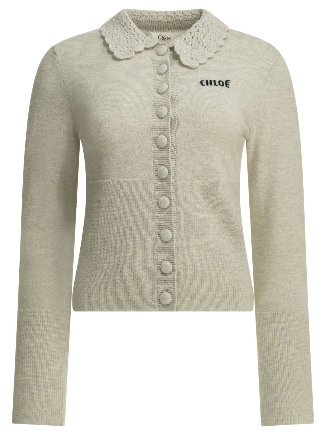 Chloé Polo Sweater With Logo Knitwear - Grey | 2e461288d6e084b89ad924bebb249f2ec0df8a9d